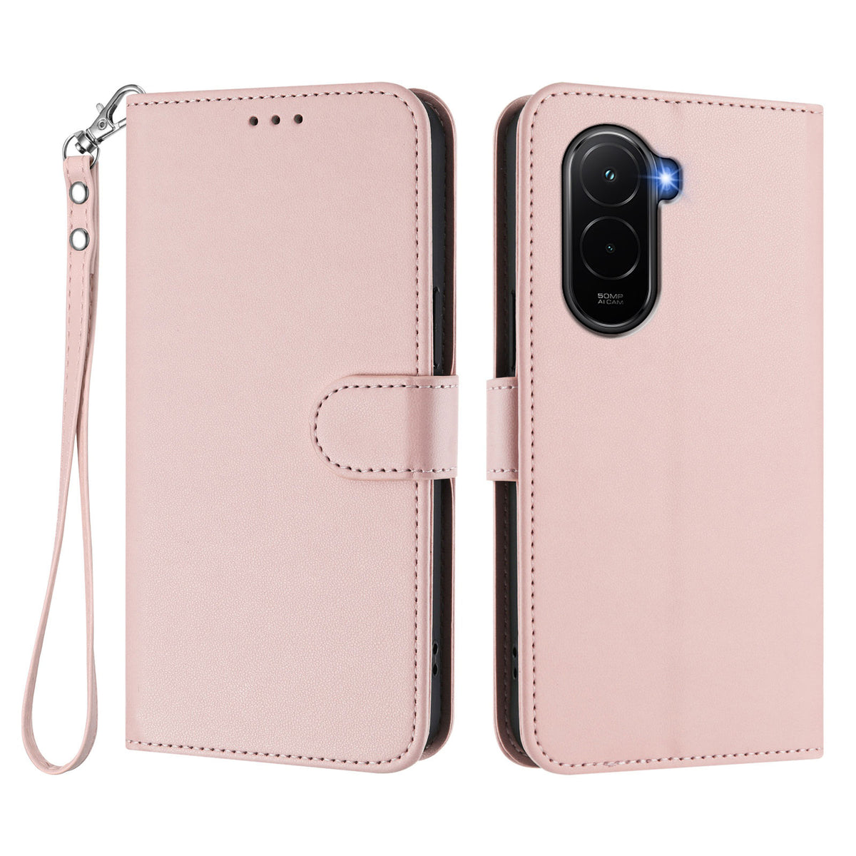 For Xiaomi Poco M7 Plus 5G / M7 4G (169mm) Leather Case Wallet Stand Phone Cover with Wrist Strap