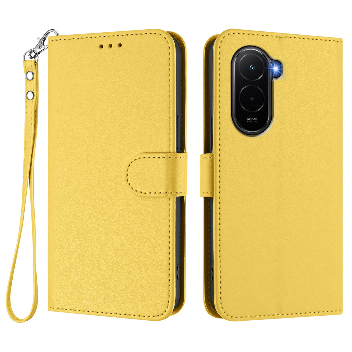For Xiaomi Poco M7 Plus 5G / M7 4G (169mm) Leather Case Wallet Stand Phone Cover with Wrist Strap