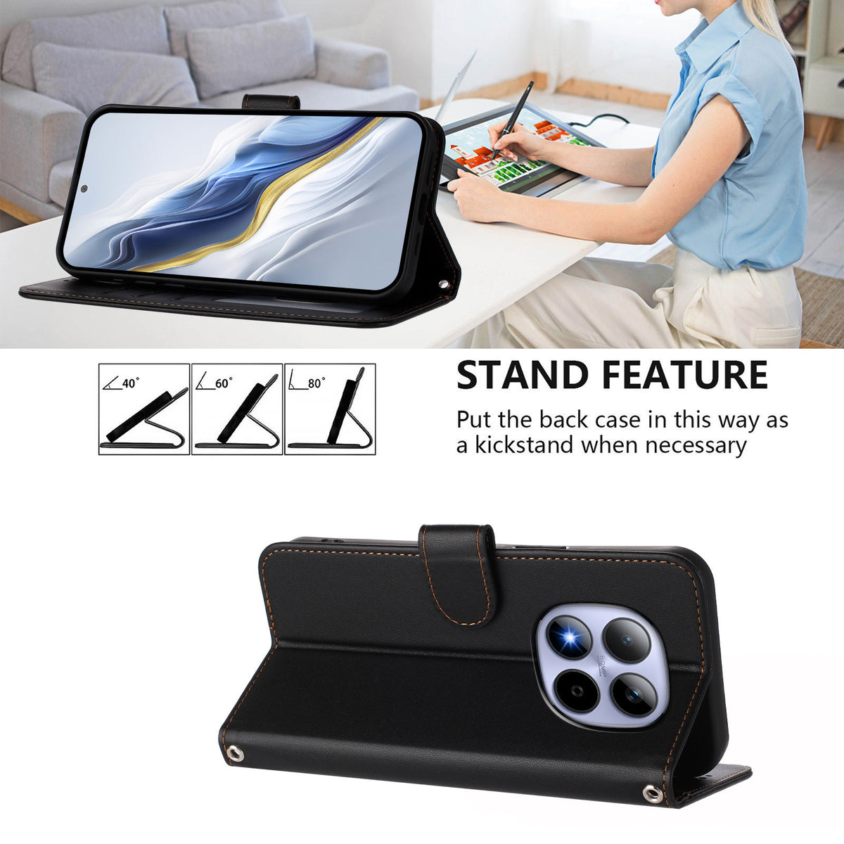 For Xiaomi Redmi Note 15 Pro 5G (Global) Leather Case Wallet Stand Phone Cover with Wrist Strap