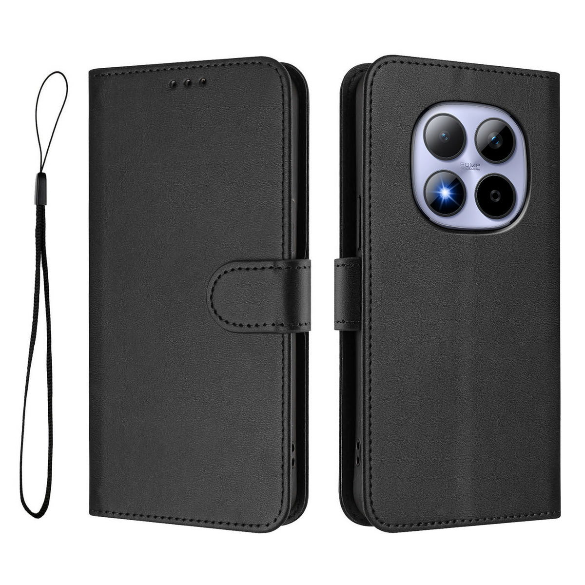 For Xiaomi Redmi Note 15 Pro 5G (Global) Wallet Case RFID Blocking Calf Texture Leather Stand Phone Cover with Strap