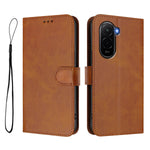For Xiaomi Poco M7 Plus 5G / M7 4G (169mm) Wallet Case RFID Blocking Calf Texture Leather Stand Phone Cover with Strap