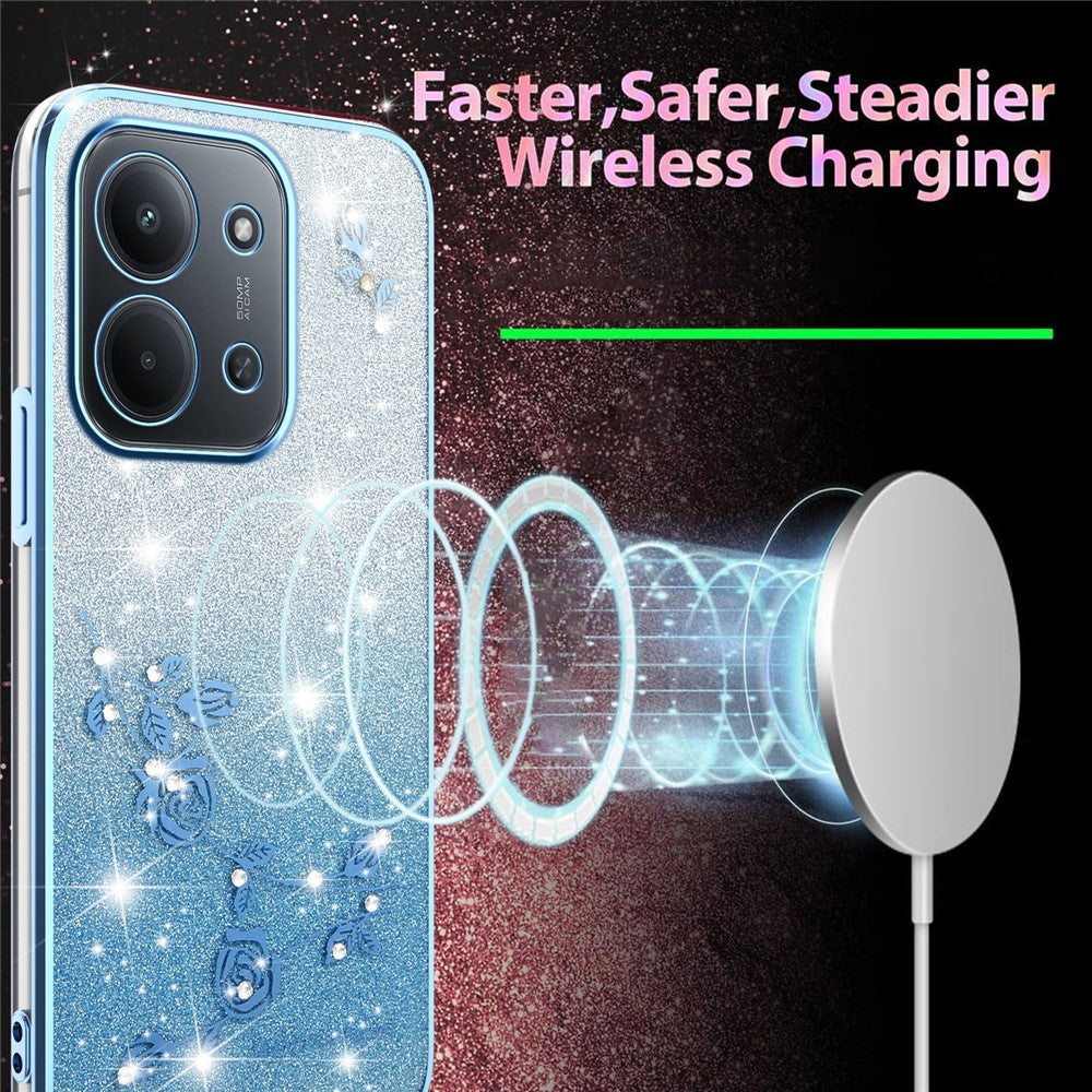 KADEM Phone Case For Xiaomi Redmi 15C 4G (EU) (173mm) / 15C 5G (EU) (173mm) / Poco C85 4G (173mm) Flower TPU Flexible Gradient Back Cover