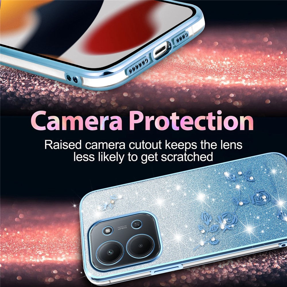 KADEM Phone Case For Xiaomi Redmi 15C 4G (EU) (173mm) / 15C 5G (EU) (173mm) / Poco C85 4G (173mm) Flower TPU Flexible Gradient Back Cover