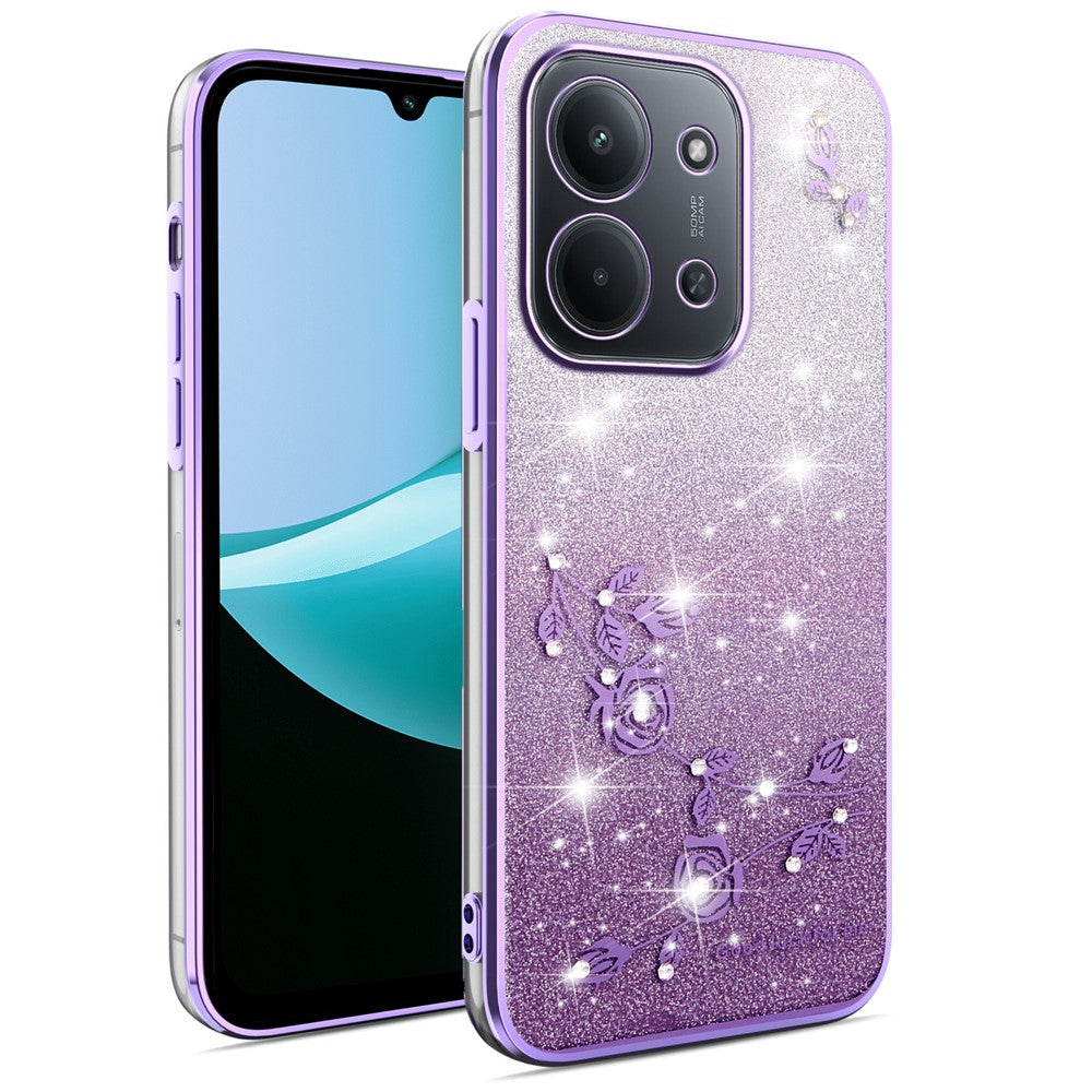 KADEM Phone Case For Xiaomi Redmi 15C 4G (EU) (173mm) / 15C 5G (EU) (173mm) / Poco C85 4G (173mm) Flower TPU Flexible Gradient Back Cover