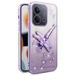 KADEM til Xiaomi Redmi 15C 4G (Global) (171mm) / Poco C85 4G (171mm) etui med guldsmedestøttefod, blomster, glitter og TPU-telefoncover