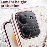 KADEM til Xiaomi Redmi 15C 4G (Global) (171mm) / Poco C85 4G (171mm) etui med guldsmedestøttefod, blomster, glitter og TPU-telefoncover