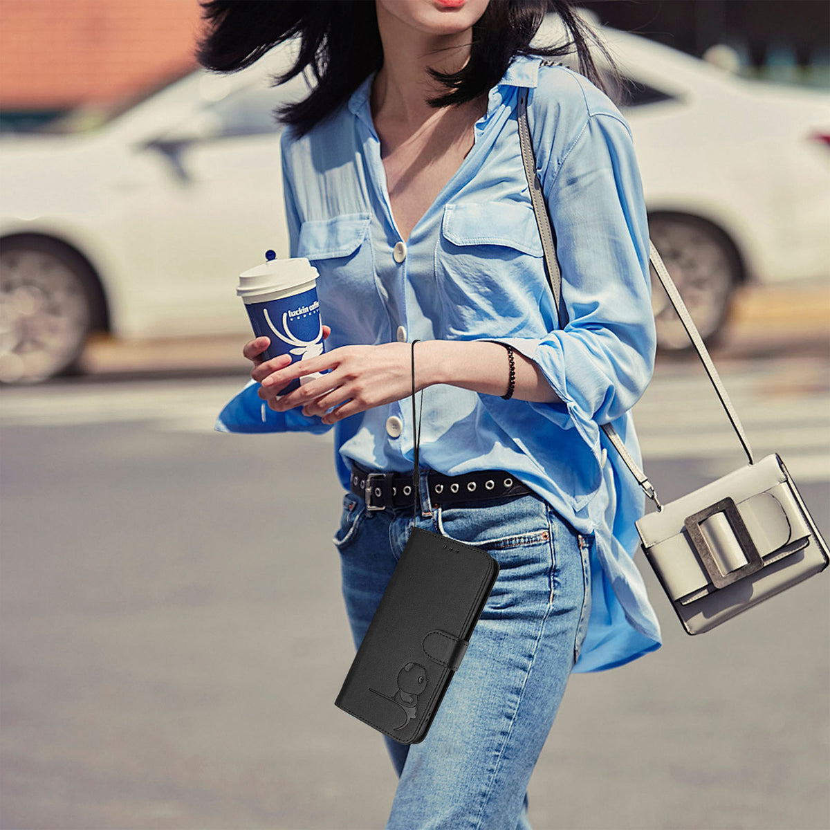 For Xiaomi Poco M7 Plus 5G / M7 4G (169mm) Case Panda Imprint RFID Blocking Wallet Leather Phone Cover with Wrist Strap