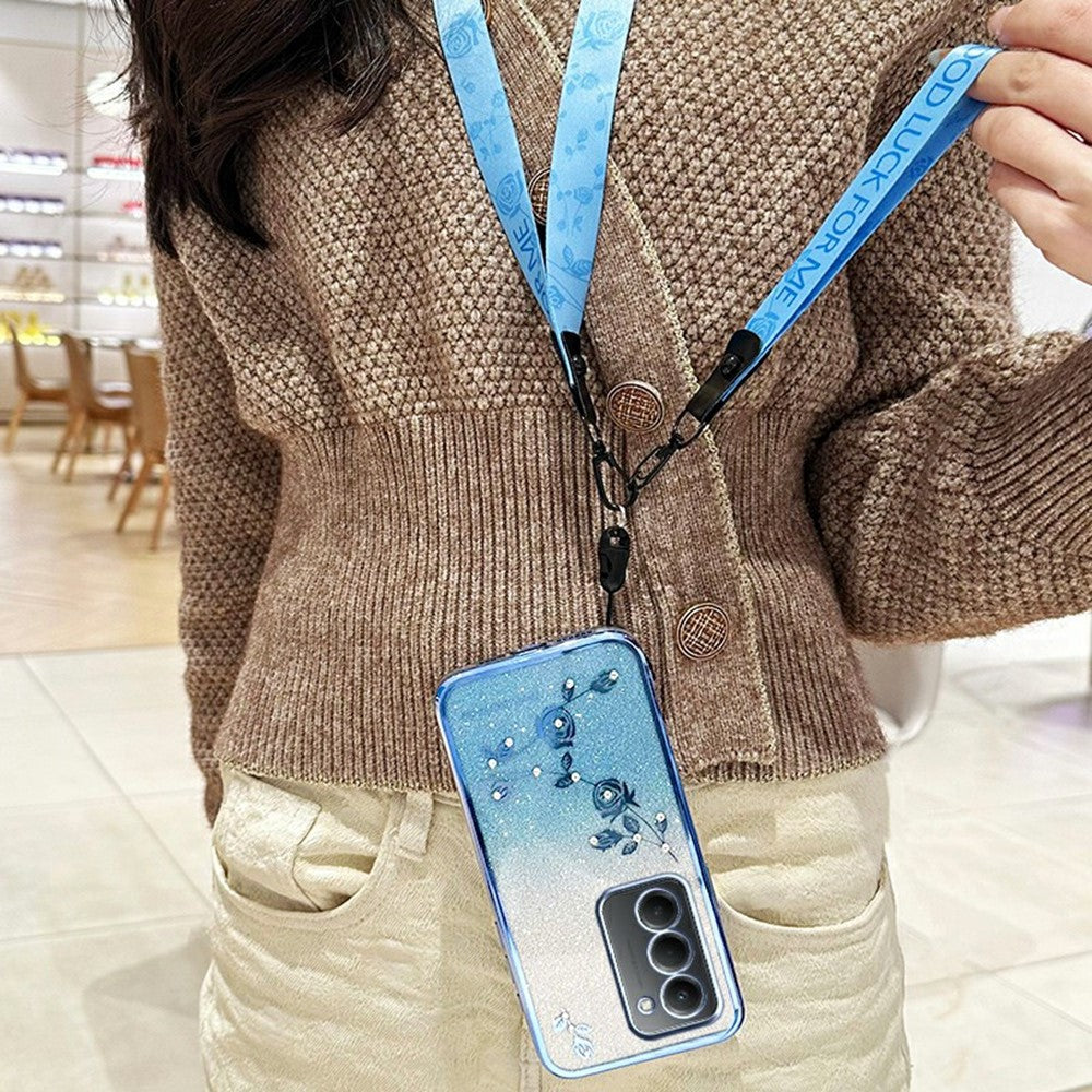 KADEM For Xiaomi Redmi 15 4G (EU) (171mm) Case Flower Pattern TPU Gradient Phone Cover with Lanyards