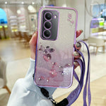 KADEM For Xiaomi Redmi 15 4G (EU) (171mm) Case Flower Pattern TPU Gradient Phone Cover with Lanyards