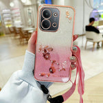 KADEM For Xiaomi Redmi 15C 4G (Global) (171mm) / Poco C85 4G (171mm) Case Flower Pattern TPU Gradient Phone Cover with Lanyards