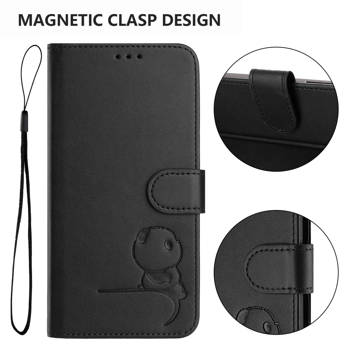 For Xiaomi Redmi 15 4G (EU) (171mm) Case Panda Imprint RFID Blocking Wallet Leather Phone Cover with Wrist Strap