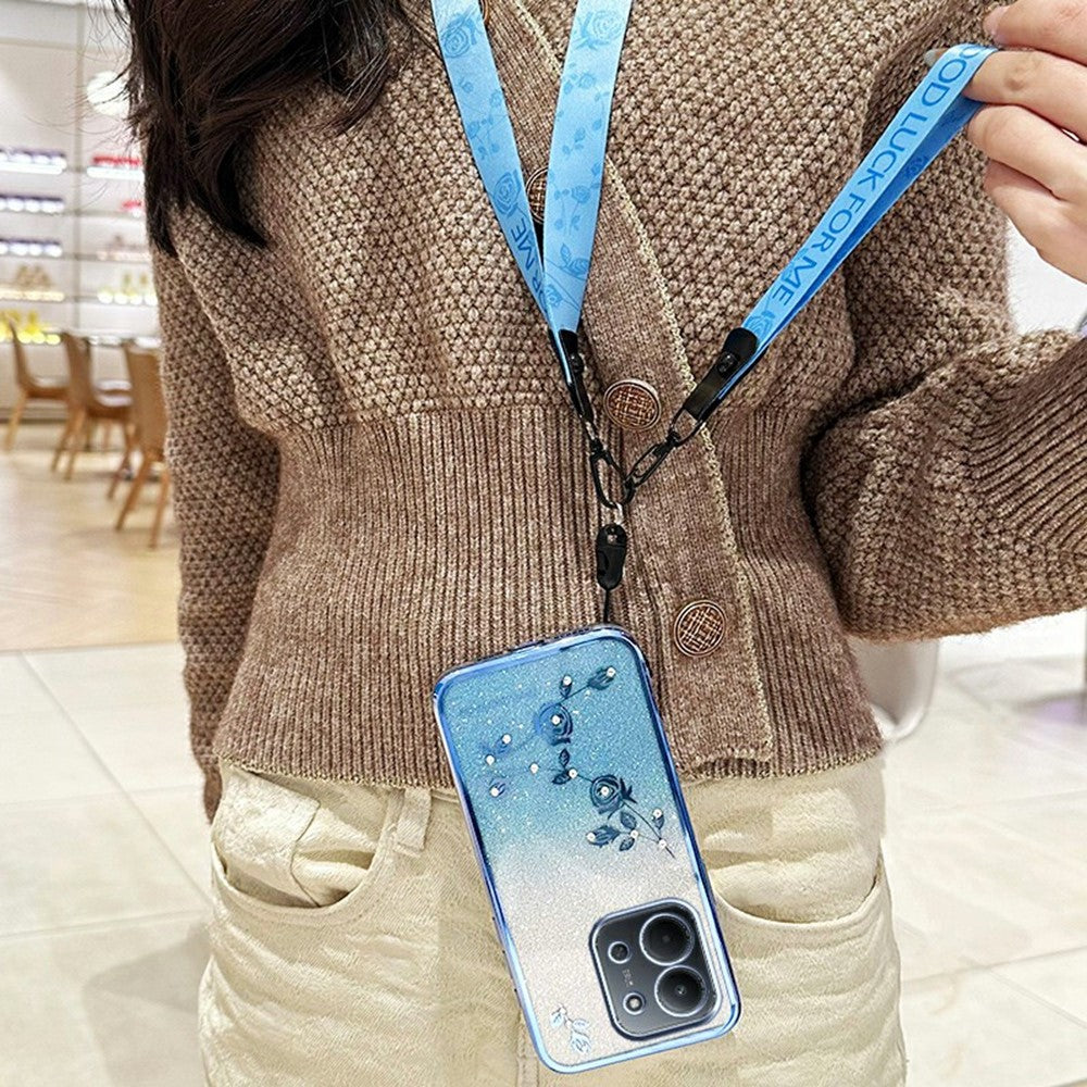 KADEM For Xiaomi Redmi 15C 4G (EU) (173mm) / 15C 5G (EU) (173mm) Case Flower Pattern TPU Gradient Phone Cover with Lanyards