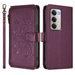 Xiaomi Redmi 15 4G (EU) (171mm) Läderfodral Fjärilsblommigt Tryck Dragkedja Plånboksfodral med Handledsrem
