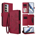 Xiaomi Redmi 15 4G (EU) (171mm) Läderfodral Fjärilsblommigt Tryck Dragkedja Plånboksfodral med Handledsrem