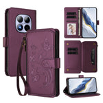 For Xiaomi Redmi Note 15 Pro 5G (Global) Leather Case Butterfly Floral Imprint Zipper Wallet Stand Cover with Wrist Strap