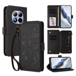 For Xiaomi Redmi Note 15 Pro 5G (Global) Leather Case Butterfly Floral Imprint Zipper Wallet Stand Cover with Wrist Strap