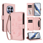 For Xiaomi Redmi Note 15 Pro 5G (Global) Leather Case Butterfly Floral Imprint Zipper Wallet Stand Cover with Wrist Strap