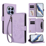 For Xiaomi Redmi Note 15 Pro 5G (Global) Leather Case Butterfly Floral Imprint Zipper Wallet Stand Cover with Wrist Strap