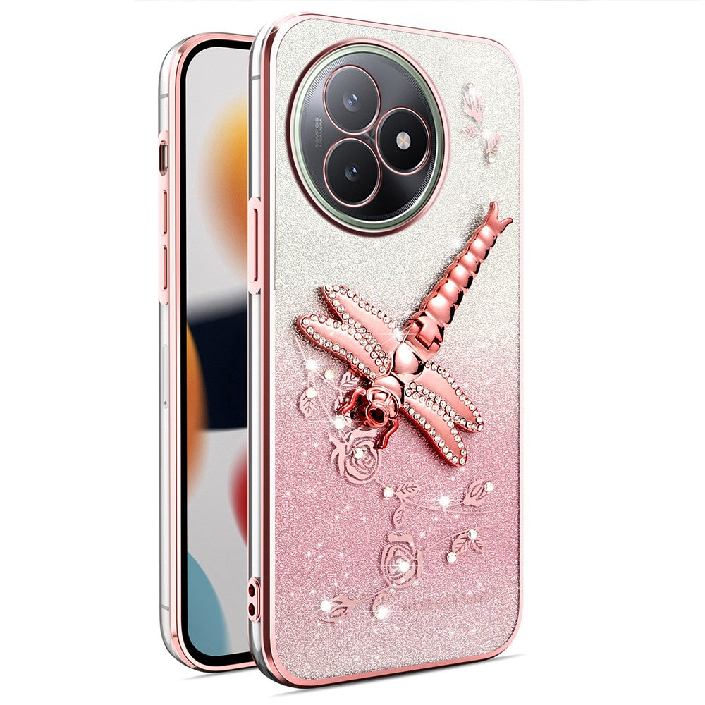 KADEM För Xiaomi Redmi K80 Ultra 5G Skal Dragonfly Stativ TPU Blommor Glitter mobilskal