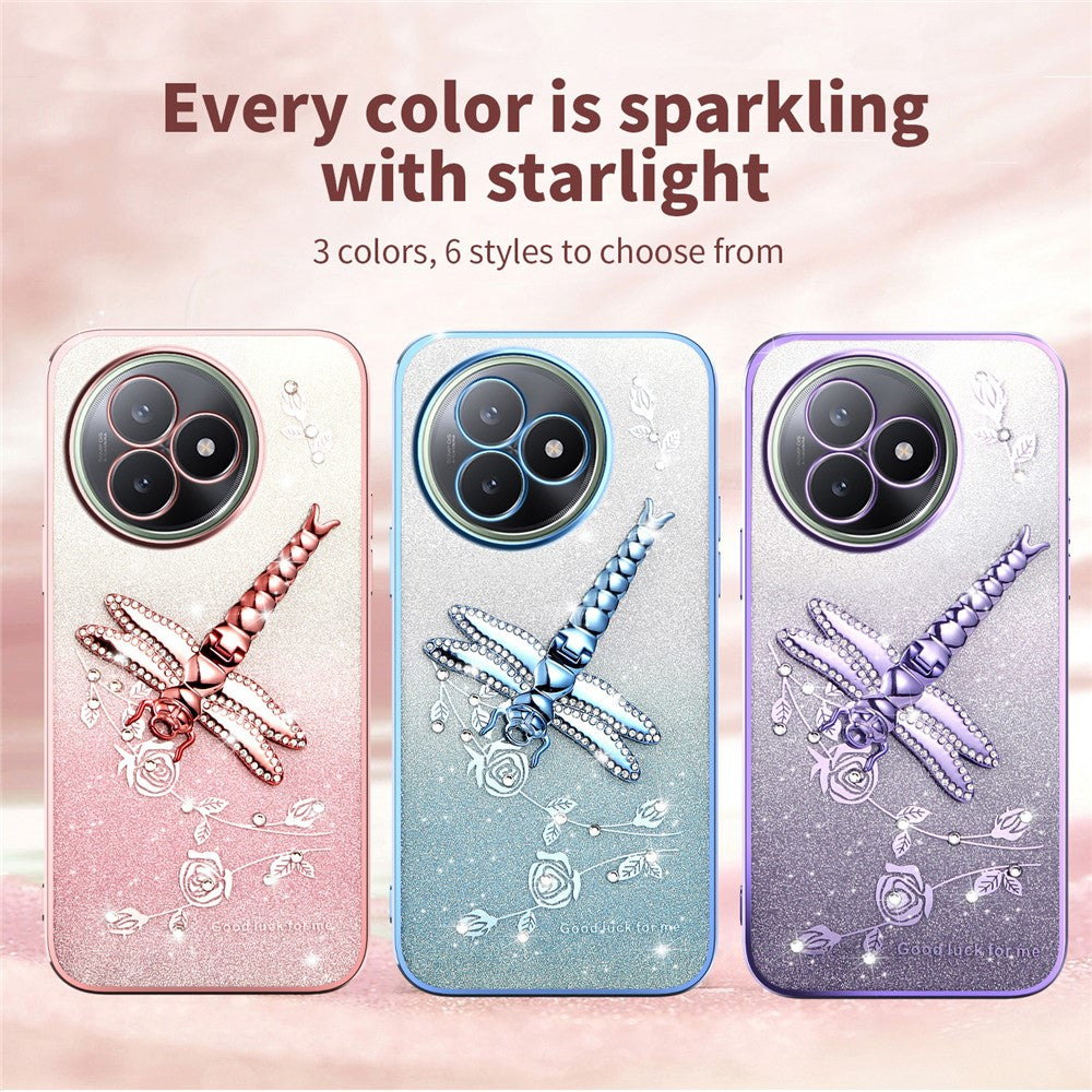 KADEM För Xiaomi Redmi K80 Ultra 5G Skal Dragonfly Stativ TPU Blommor Glitter mobilskal