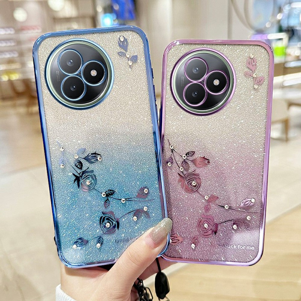 KADEM For Xiaomi Redmi K80 Ultra 5G Case Flower Pattern TPU Gradient Phone Cover with Lanyards