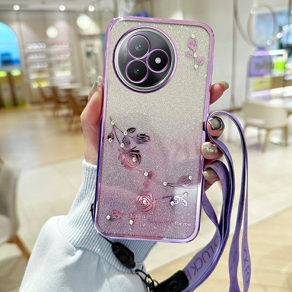 KADEM For Xiaomi Redmi K80 Ultra 5G Case Flower Pattern TPU Gradient Phone Cover with Lanyards