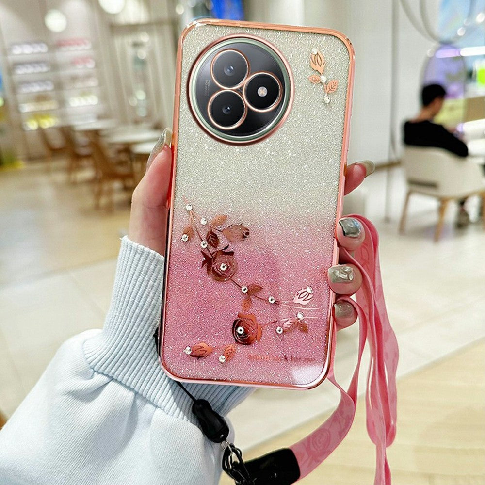 KADEM For Xiaomi Redmi K80 Ultra 5G Case Flower Pattern TPU Gradient Phone Cover with Lanyards