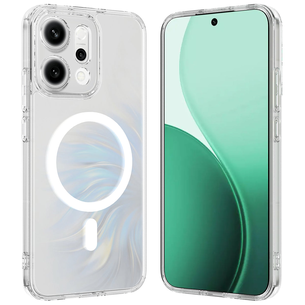 For Oppo Reno14 Pro 5G (Global) Clear Phone Magnetic Case TPU+Acrylic Back Cover