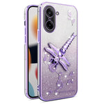 KADEM til OnePlus Ace 5 Racing 5G / Nord CE5 5G, Dragonfly-cover med stander i TPU, blomster, glitter og mobilcover