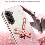 KADEM til OnePlus Ace 5 Racing 5G / Nord CE5 5G, Dragonfly-cover med stander i TPU, blomster, glitter og mobilcover