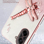 KADEM til OnePlus Ace 5 Racing 5G / Nord CE5 5G, Dragonfly-cover med stander i TPU, blomster, glitter og mobilcover