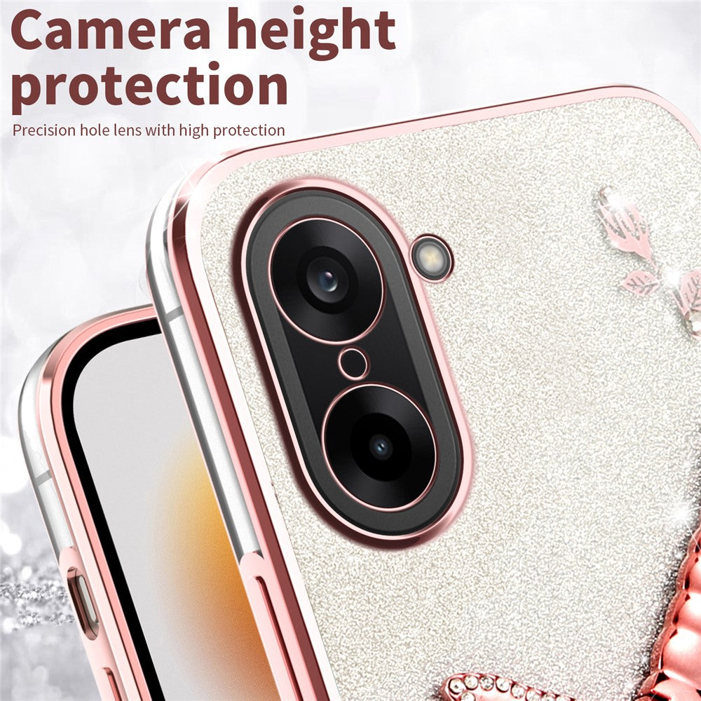KADEM til OnePlus Ace 5 Racing 5G / Nord CE5 5G, Dragonfly-cover med stander i TPU, blomster, glitter og mobilcover
