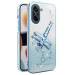 KADEM til OnePlus Ace 5 Racing 5G / Nord CE5 5G, Dragonfly-cover med stander i TPU, blomster, glitter og mobilcover