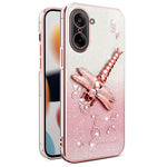 KADEM til OnePlus Ace 5 Racing 5G / Nord CE5 5G, Dragonfly-cover med stander i TPU, blomster, glitter og mobilcover