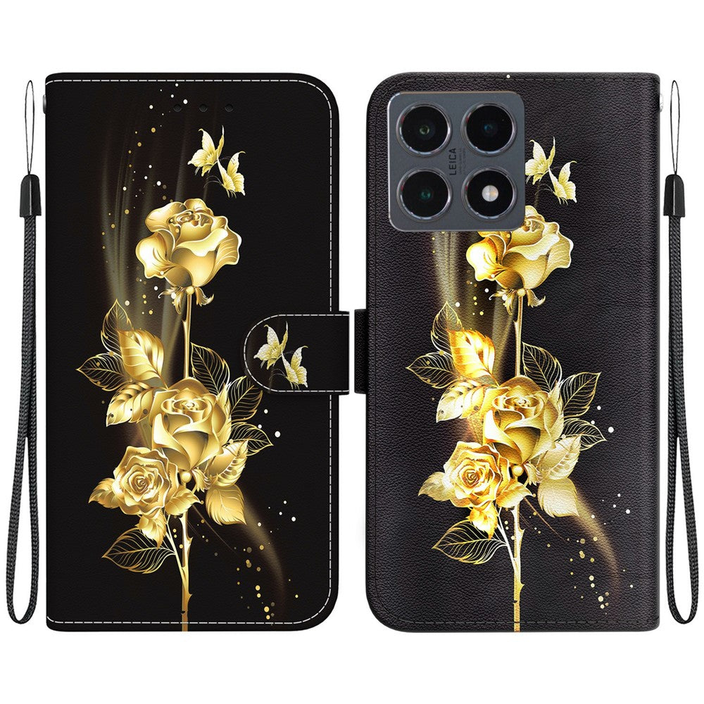 For Xiaomi 15T Wallet Phone Case Pattern Printing Leather Flip Cover with Strap