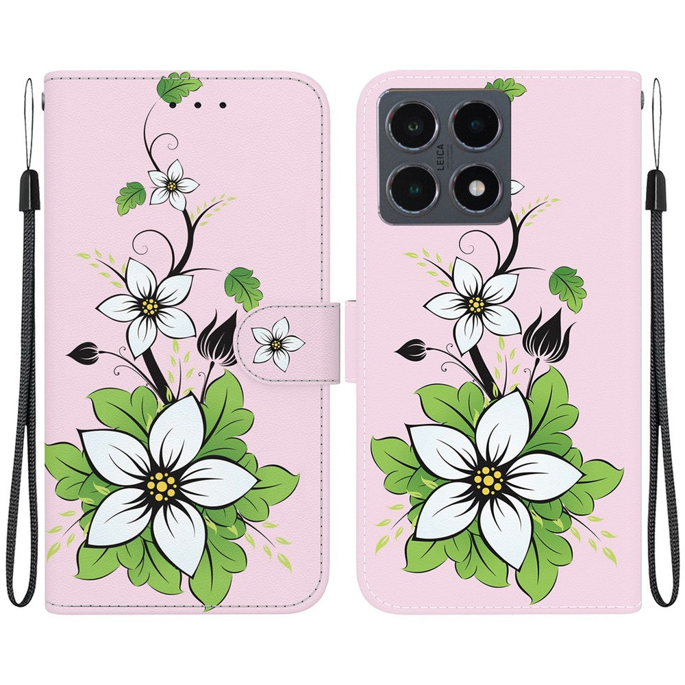 For Xiaomi 15T Wallet Phone Case Pattern Printing Leather Flip Cover with Strap