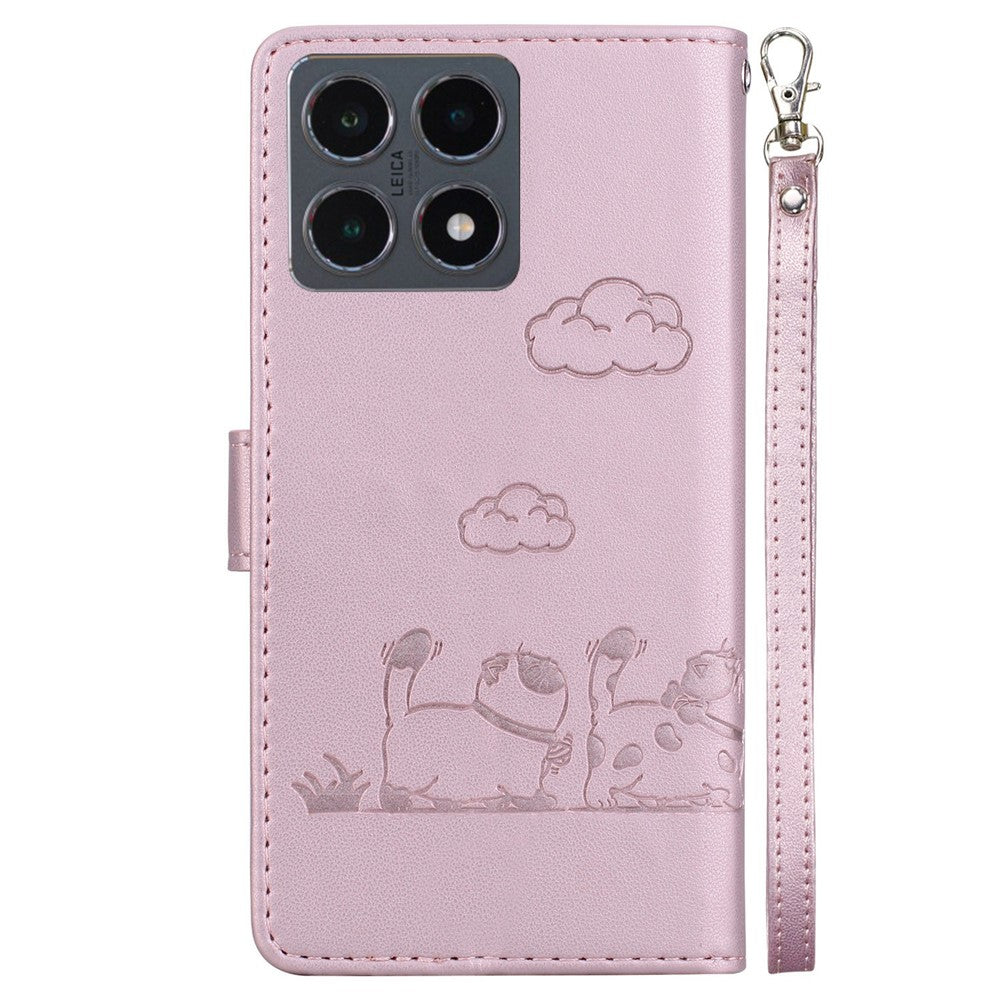 For Xiaomi 15T Case RFID Blocking Kitten Pattern TPU + PU Leather Phone Cover with Wrist Strap