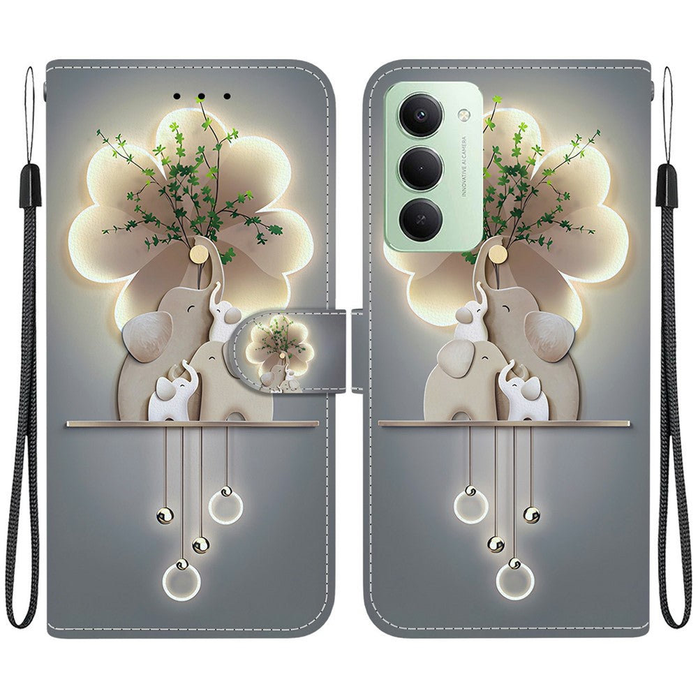 For Xiaomi Redmi 15 4G (EU) (171mm) Case Pattern Printing Leather Wallet Phone Cover with Lanyard