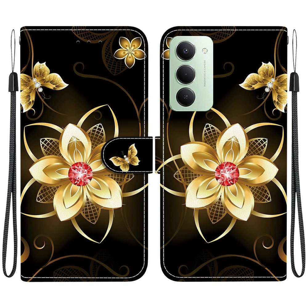 For Xiaomi Redmi 15 4G (EU) (171mm) Case Pattern Printing Leather Wallet Phone Cover with Lanyard