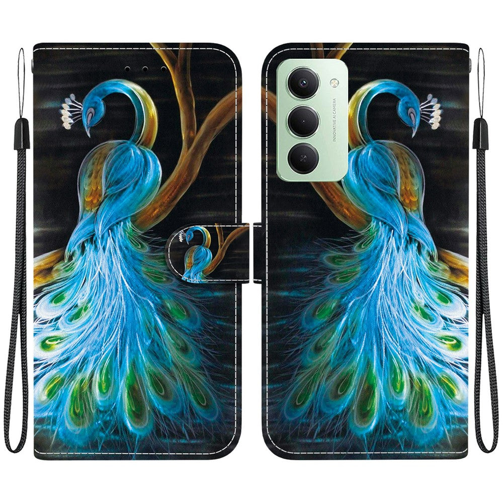 For Xiaomi Redmi 15 4G (EU) (171mm) Case Pattern Printing Leather Wallet Phone Cover with Lanyard