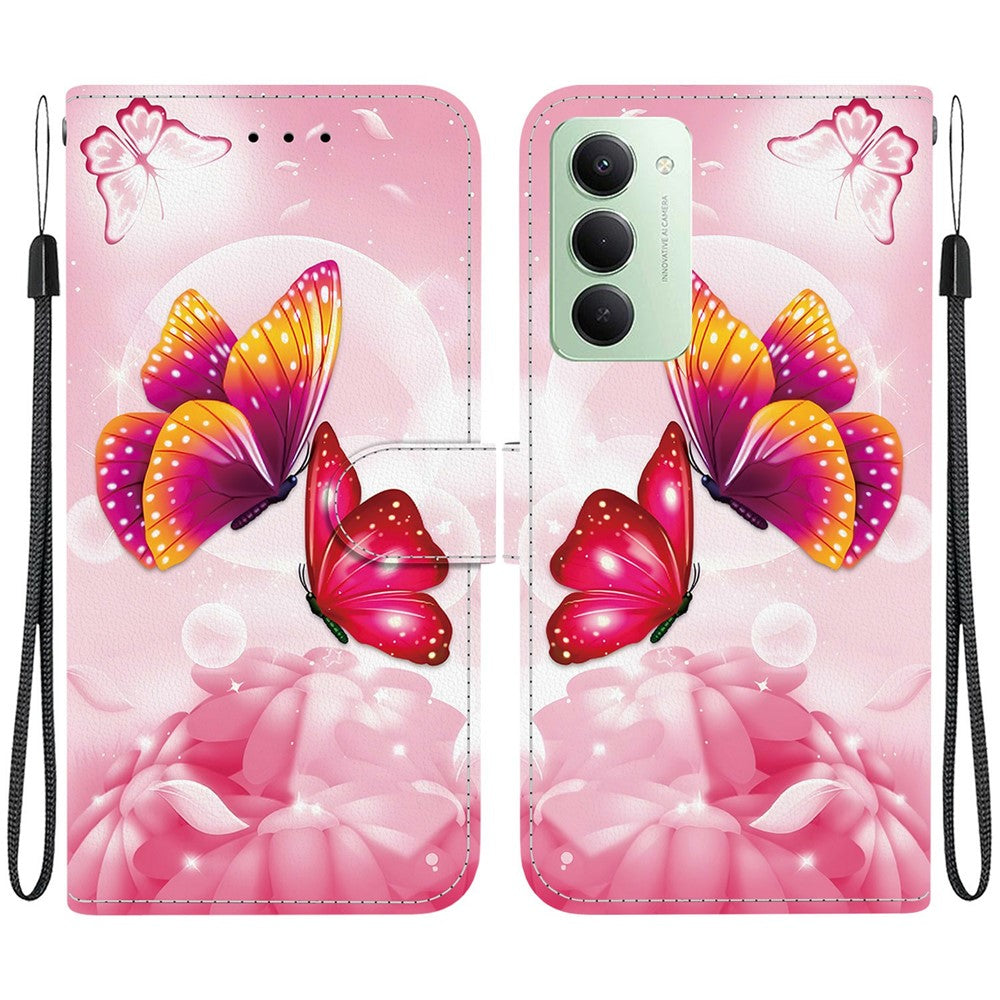 For Xiaomi Redmi 15 4G (EU) (171mm) Case Pattern Printing Leather Wallet Phone Cover with Lanyard