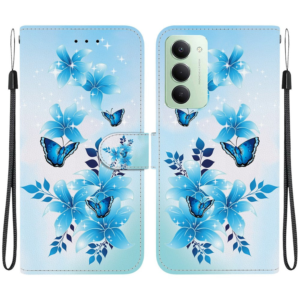 For Xiaomi Redmi 15 4G (EU) (171mm) Case Pattern Printing Leather Wallet Phone Cover with Lanyard