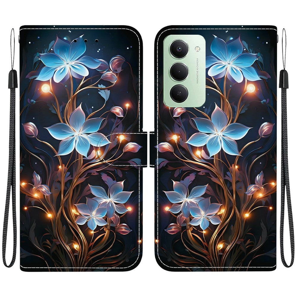 For Xiaomi Redmi 15 4G (EU) (171mm) Case Pattern Printing Leather Wallet Phone Cover with Lanyard