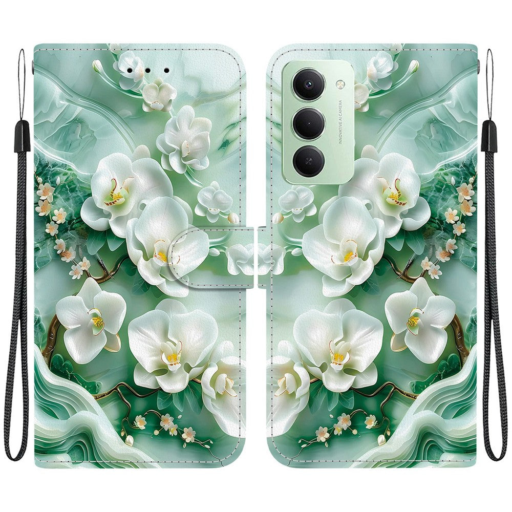 For Xiaomi Redmi 15 4G (EU) (171mm) Case Pattern Printing Leather Wallet Phone Cover with Lanyard