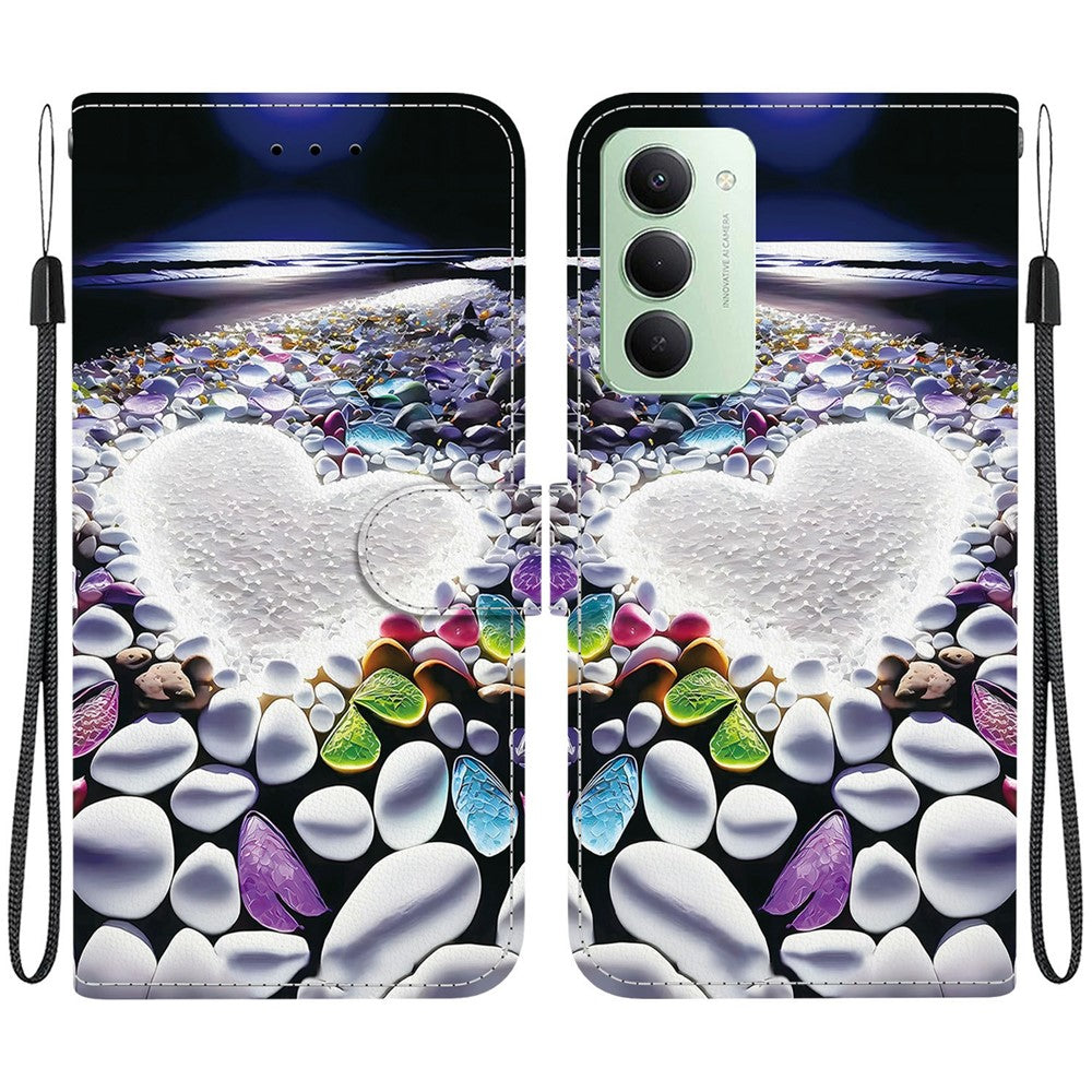 For Xiaomi Redmi 15 4G (EU) (171mm) Case Pattern Printing Leather Wallet Phone Cover with Lanyard