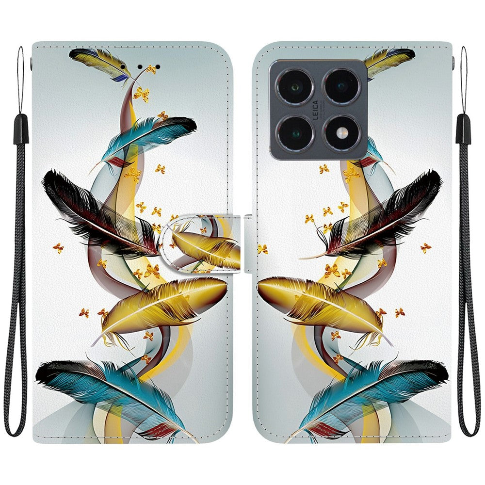 For Xiaomi 15T Case Pattern Printing Leather Flip Wallet Phone Cover with Lanyard