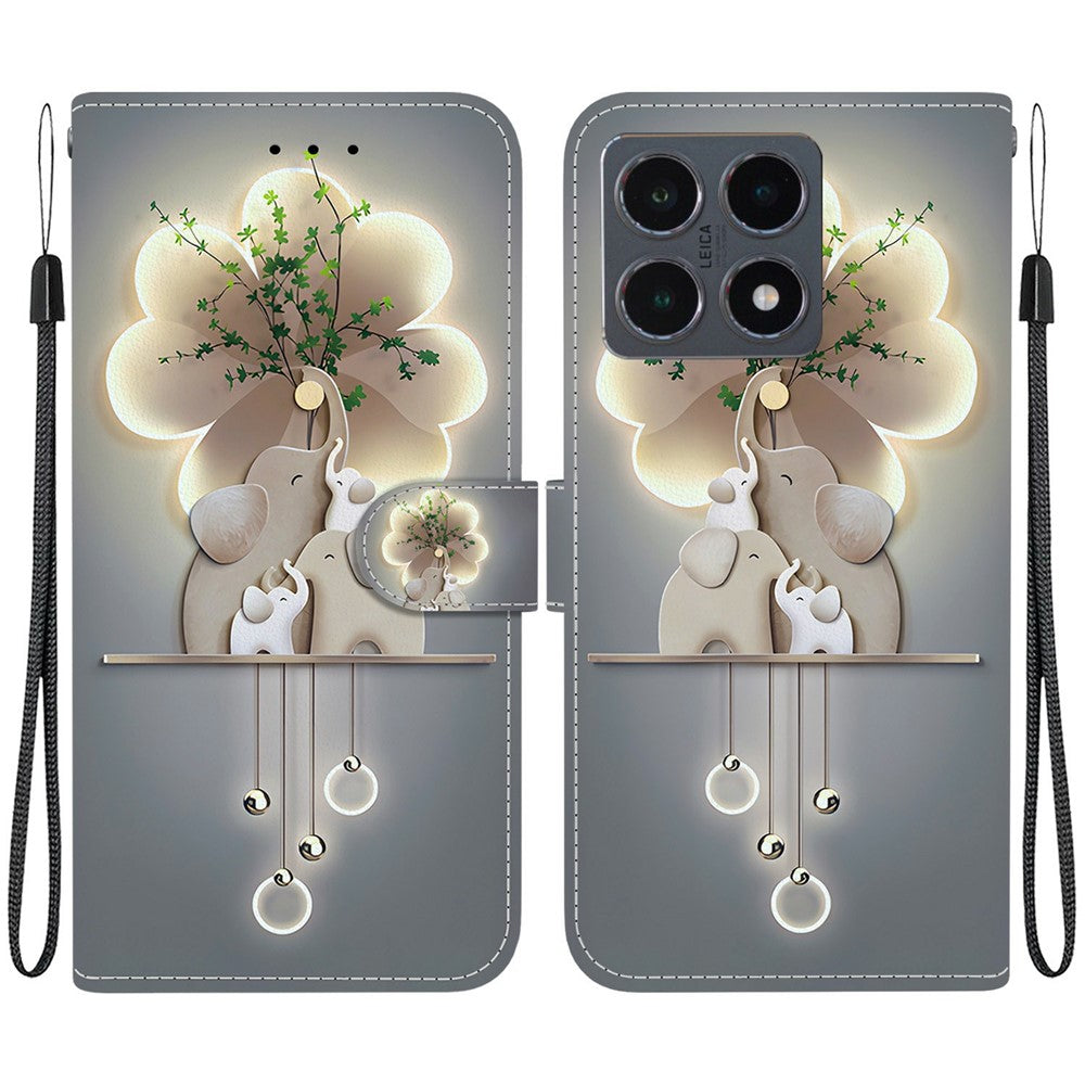 For Xiaomi 15T Case Pattern Printing Leather Flip Wallet Phone Cover with Lanyard