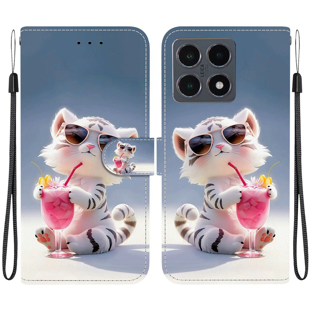 For Xiaomi 15T Case Pattern Printing Leather Flip Wallet Phone Cover with Lanyard