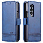AZNS For Samsung Galaxy Z Fold4 5G Cowhide Texture PU Leather Wallet Cover Dual Magnetic Clasp Phone Case