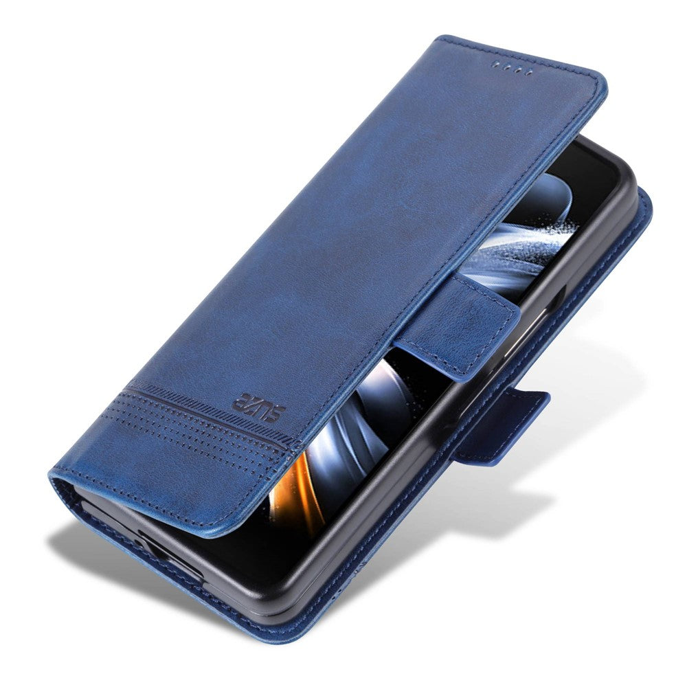 AZNS For Samsung Galaxy Z Fold4 5G Cowhide Texture PU Leather Wallet Cover Dual Magnetic Clasp Phone Case